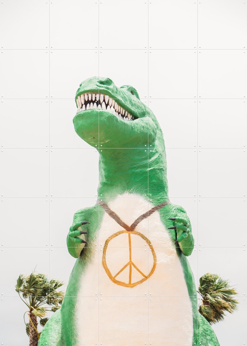 IXXI Cabazon T-Rex, Pati Photography - 100 x 140 cm - Gratis ophangtool - Grote wanddecoratie en posters - Kleurrijk, Fotografie, Speels, Pop art