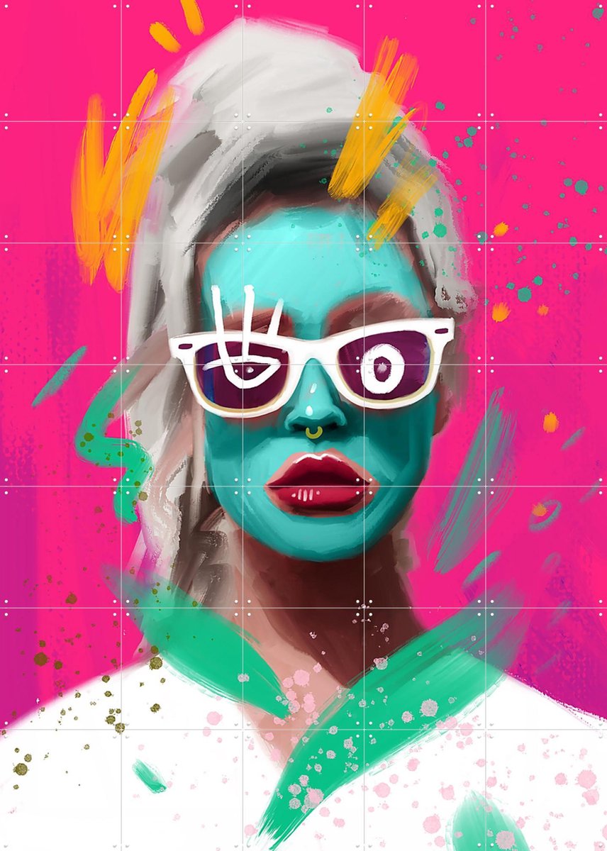 IXXI Homespa, Pop-art by Tadej - 100 x 140 cm - Gratis ophangtool - Grote wanddecoratie en posters - Digitale Kunst, Kleurrijk, Illustraties, Pop art