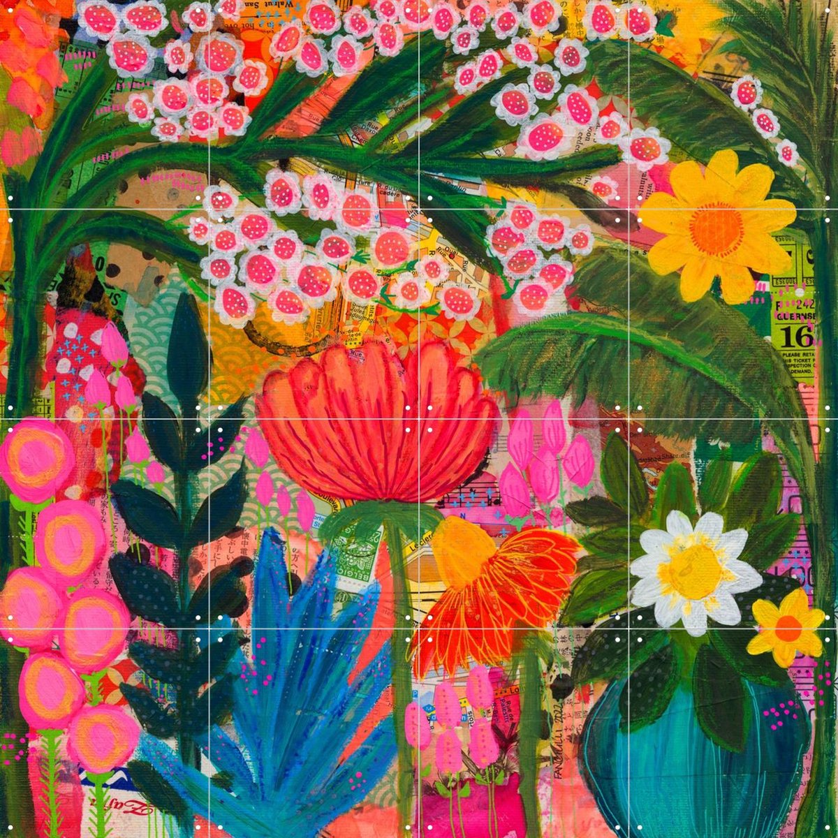 IXXI Lucy, Yvette Fanciulli - 80 x 80 cm - Gratis ophangtool - Grote wanddecoratie en posters - Collage, Gemengde Technieken, Kleurrijk, Speels
