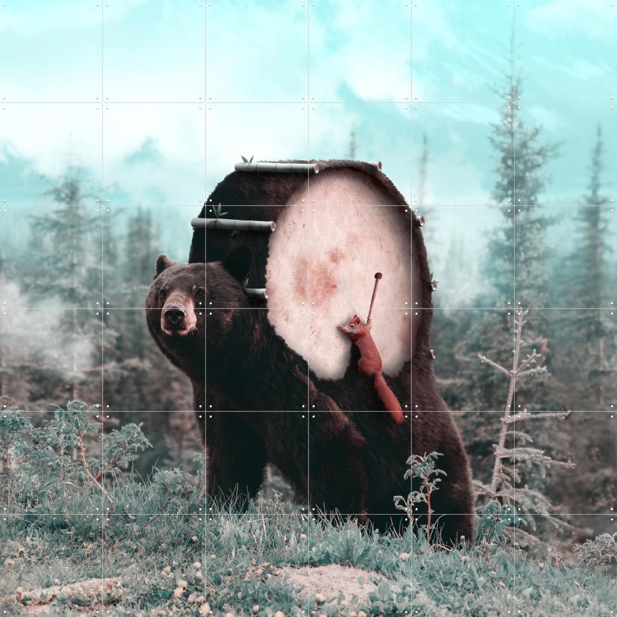 IXXI Cadency, Julien Tabet - 120 x 120 cm - Gratis ophangtool - Grote wanddecoratie en posters - Digitale Kunst, Illustraties, Surrealisme, Speels