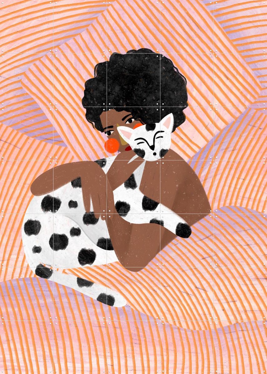 IXXI Cozy Embrace, Bea Müller & Various - 100 x 140 cm - Gratis ophangtool - Grote wanddecoratie en posters - Illustraties, Grafisch Ontwerp, Speels