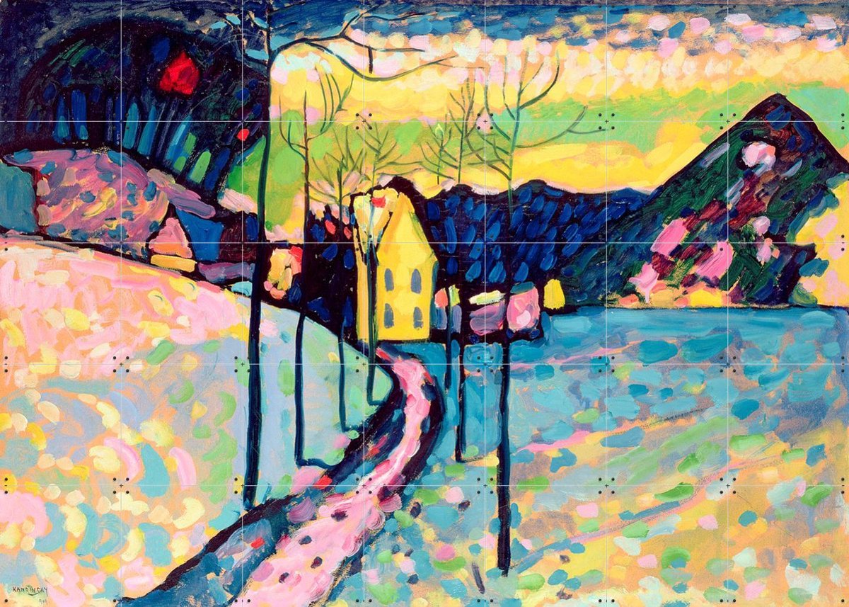 IXXI Winter Landscape, Kandinsky - 140 x 100 cm - Gratis ophangtool - Grote wanddecoratie en posters - Postimpressionisme, Kleurrijk, Klassiek
