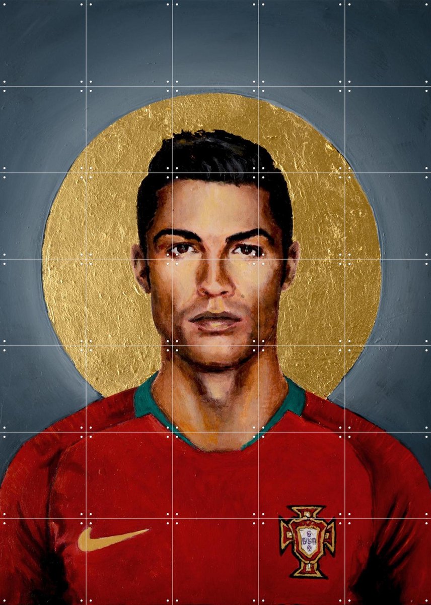 IXXI Cristiano Ronaldo, David Diehl - 100 x 140 cm - Gratis ophangtool - Grote wanddecoratie en posters - Kleurrijk, Illustraties, Olieverf, Grafisch