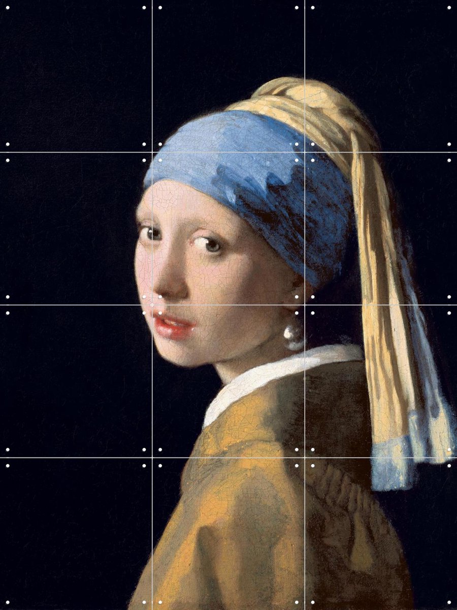 IXXI Meisje met de parel, Johannes Vermeer & Mauritshuis - 60 x 80 cm - Gratis ophangtool - Grote wanddecoratie en posters - Klassiek, Olieverf, Gang