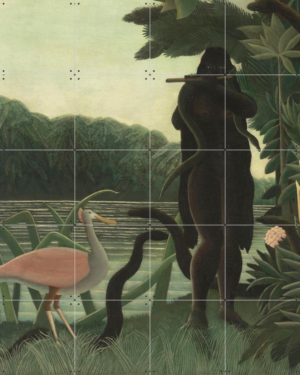 IXXI The Snake Charmer, Henri Rousseau & Bridgeman Images - 80 x 100 cm - Gratis ophangtool - Grote wanddecoratie en posters - Klassiek, Naturalisme