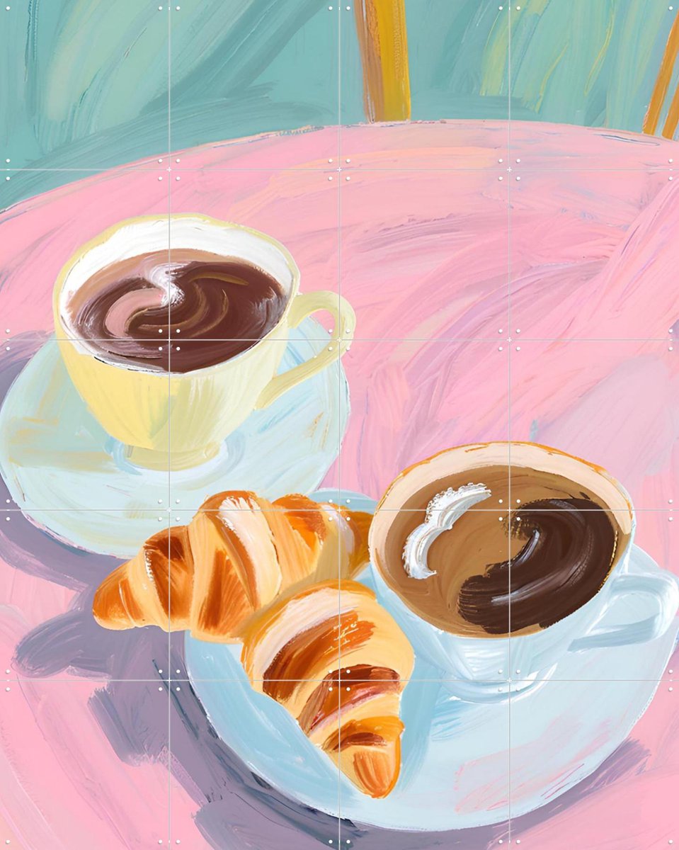 IXXI Morning Indulgence, Ohkimiko & Various - 80 x 100 cm - Gratis ophangtool - Grote wanddecoratie en posters - Digitale Kunst, Kleurrijk, Speels