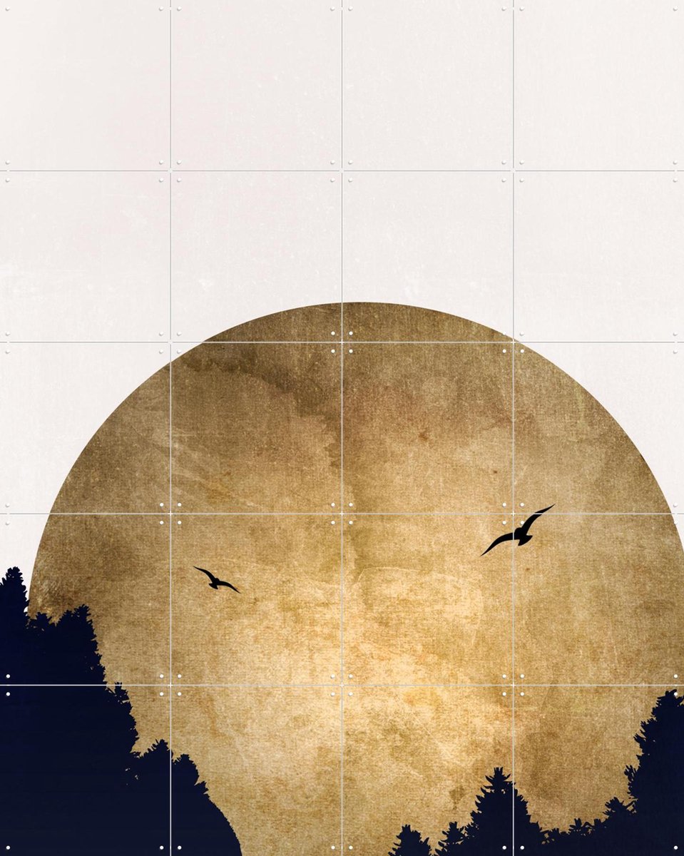 IXXI Two Birds, Kubistika - 80 x 100 cm - Gratis ophangtool - Grote wanddecoratie en posters - Geometrische Kunst, Minimalisme, Vintage, Grafisch