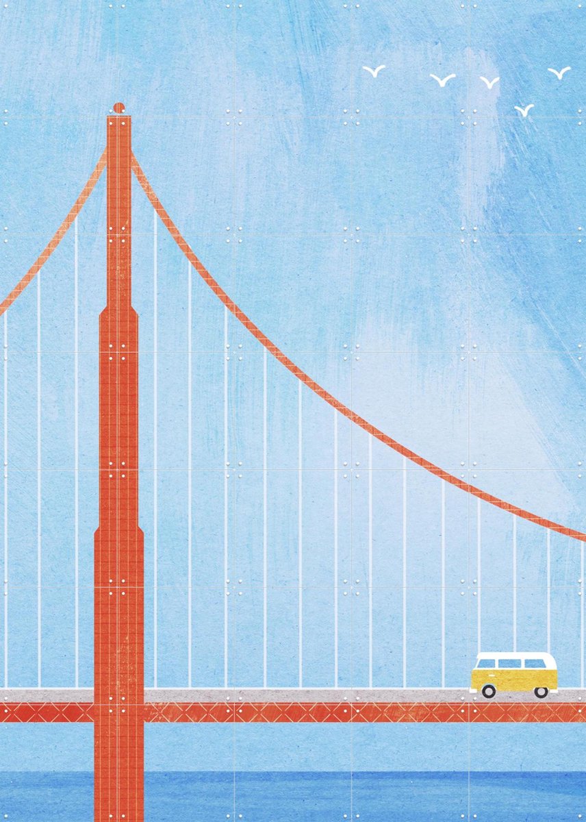 IXXI Golden Gate, Henry Rivers - 100 x 140 cm - Gratis ophangtool - Grote wanddecoratie en posters - Minimalisme, Geometrische Kunst, Illustraties