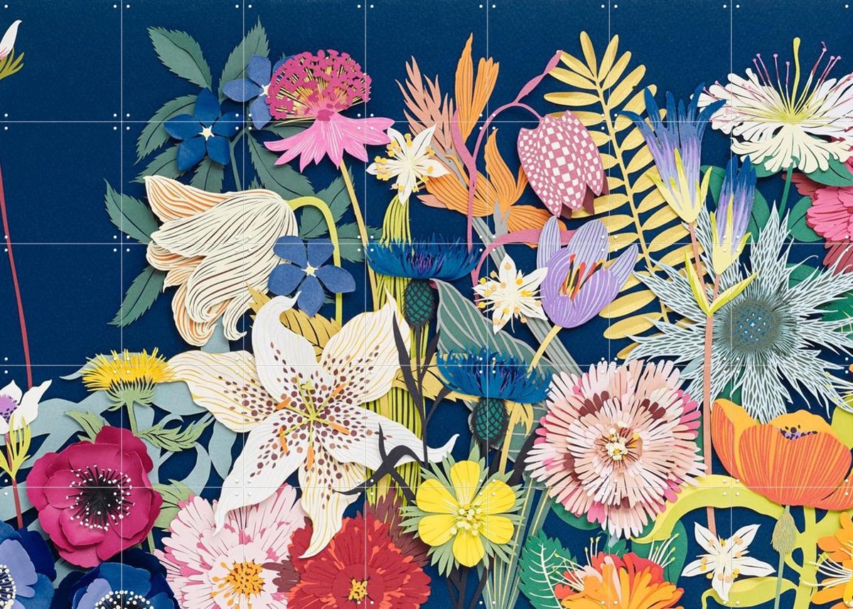 IXXI Flowers, Geertje Aalders & Rijksmuseum 2.0 - 140 x 100 cm - Gratis ophangtool - Grote wanddecoratie en posters - Kleurrijk, Collage, Speels