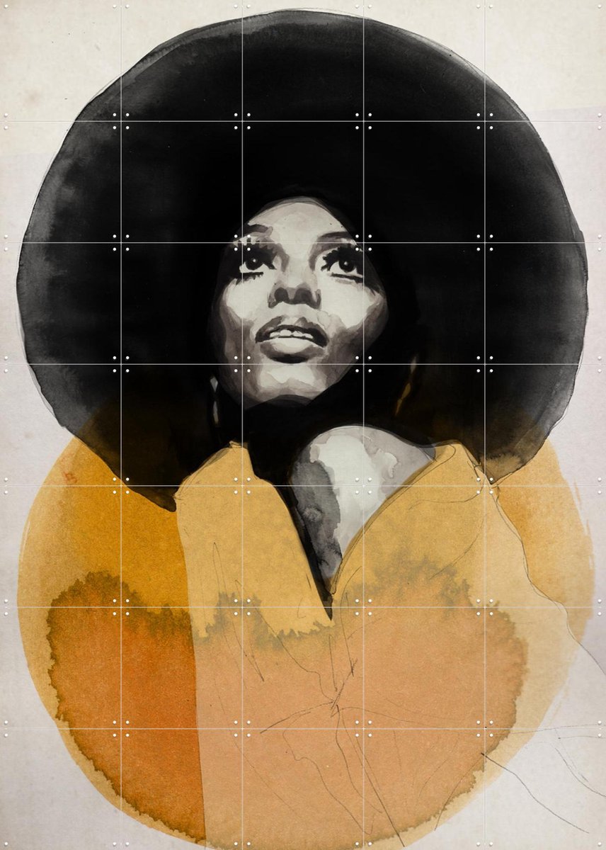 IXXI Diana Ross, David Diehl - 100 x 140 cm - Gratis ophangtool - Grote wanddecoratie en posters - Illustraties, Aquarel, Vintage, Woonkamer