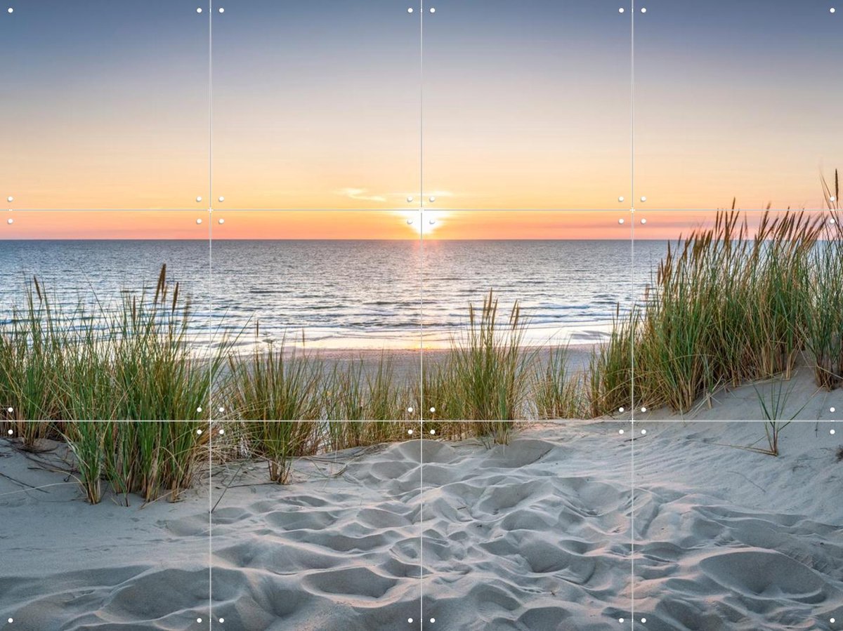 IXXI Beautiful sunset at the beach, Jan Becke - 80 x 60 cm - Gratis ophangtool - Grote wanddecoratie en posters - Impressionisme, Realisme