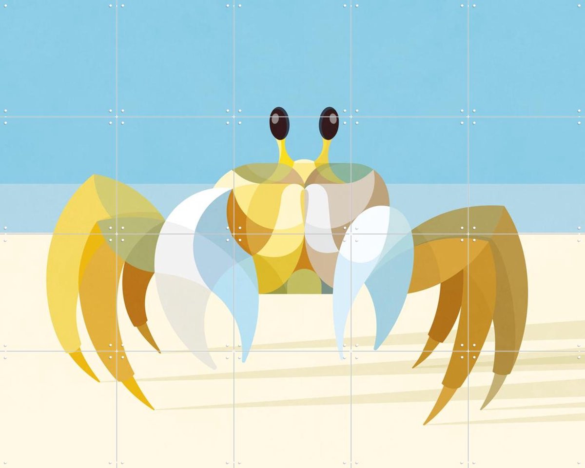 IXXI Spookkrab, Elke Uijtewaal - 100 x 80 cm - Gratis ophangtool - Grote wanddecoratie en posters - Geometrische Kunst, Grafisch Ontwerp, Digitale