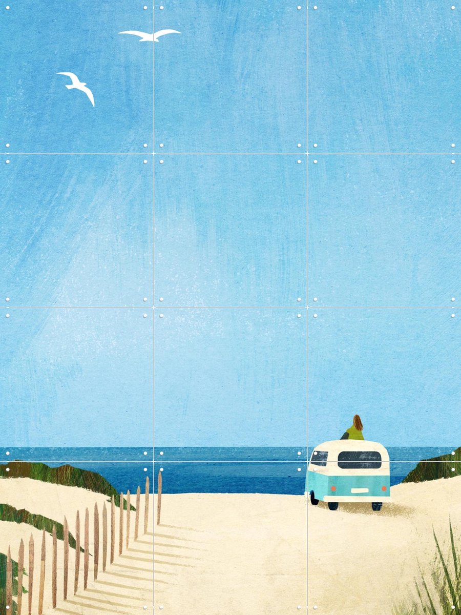 IXXI Van Life II, Henry Rivers - 60 x 80 cm - Gratis ophangtool - Grote wanddecoratie en posters - Speels, Minimalisme, Vintage, Illustraties