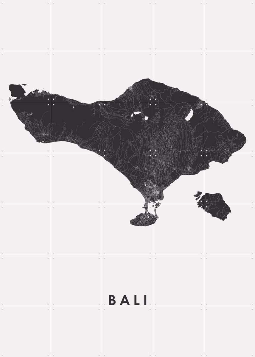 IXXI Bali Island Map, Kunst in Kaart - 100 x 140 cm - Gratis ophangtool - Grote wanddecoratie en posters - Grafisch Ontwerp, Minimalisme, Woonkamer