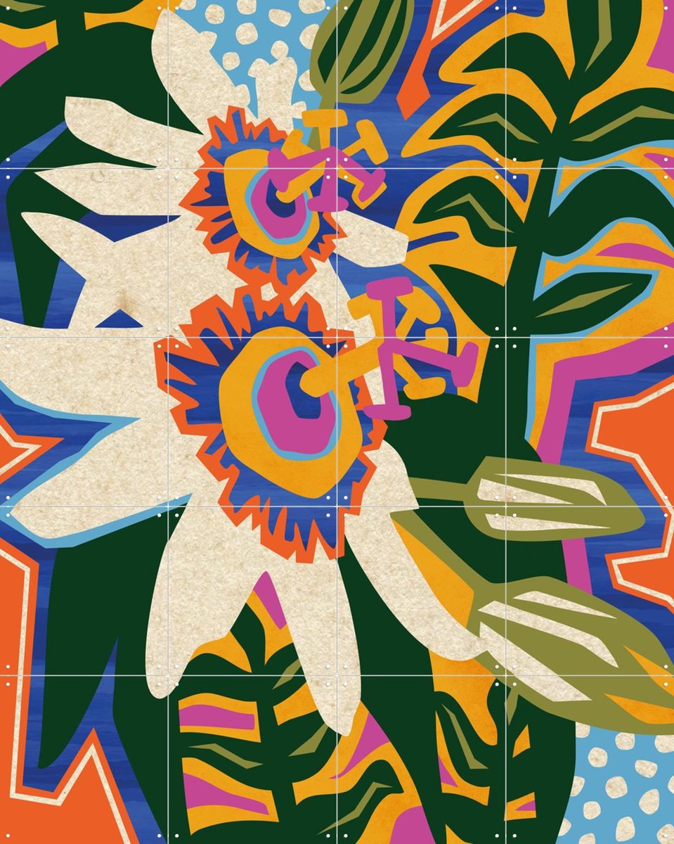IXXI Passion Flower, Megan Gallagher - 80 x 100 cm - Gratis ophangtool - Grote wanddecoratie en posters - Digitale Kunst, Fantasierijk, Grafisch