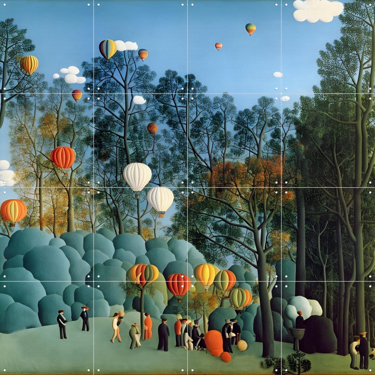 IXXI Air Balloon Festival, Artclaud - 80 x 80 cm - Gratis ophangtool - Grote wanddecoratie en posters - Olieverf, Speels, Grafisch Ontwerp, Woonkamer