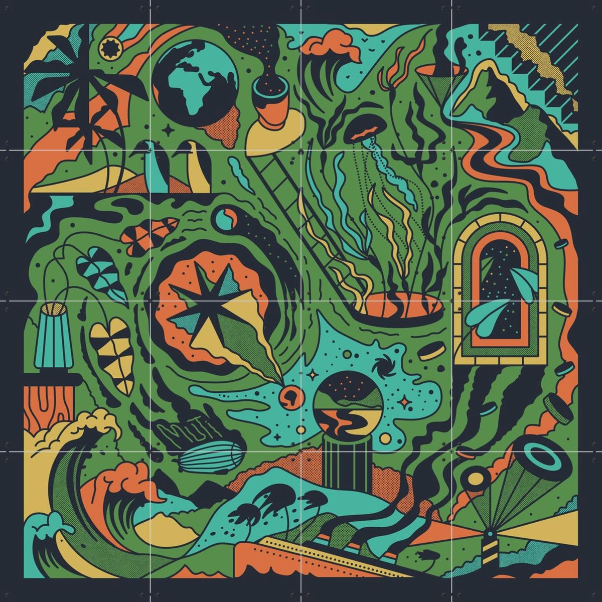 IXXI World's End, Studio Muti - 80 x 80 cm - Gratis ophangtool - Grote wanddecoratie en posters - Speels, Illustraties, Grafisch Ontwerp, Digitale