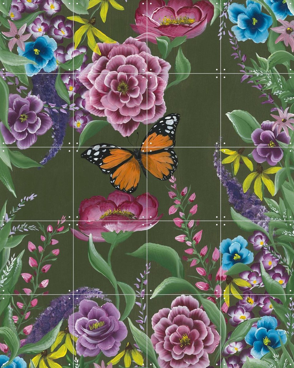 IXXI Whispering Blooms, Lens en penseel door Myrte - 80 x 100 cm - Gratis ophangtool - Grote wanddecoratie en posters - Olieverf, Illustraties