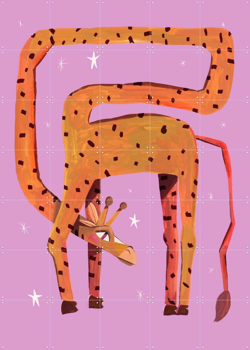 IXXI Giraffe, Lena Addink - 100 x 140 cm - Gratis ophangtool - Grote wanddecoratie en posters - Speels, Cartoonesk, Digitale Kunst, Abstract