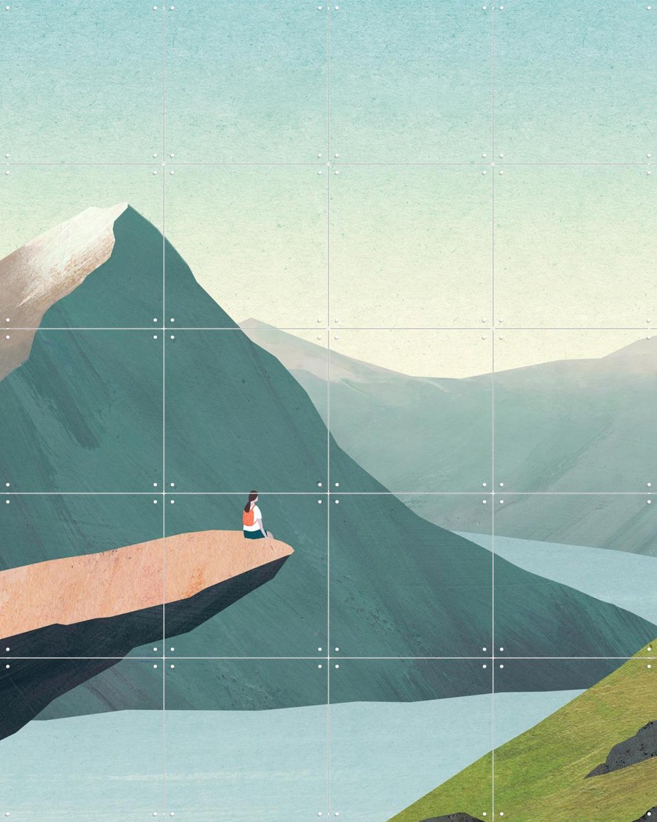 IXXI Trolltunga, Henry Rivers - 80 x 100 cm - Gratis ophangtool - Grote wanddecoratie en posters - Kleurrijk, Digitale Kunst, Minimalisme