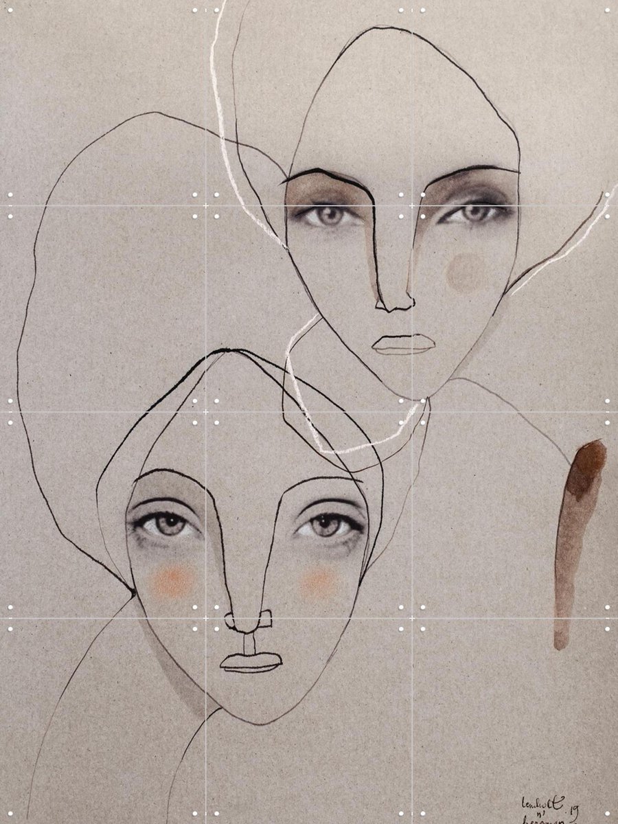 IXXI Pepper and Pearl, Lemholt N' Bergman - 60 x 80 cm - Gratis ophangtool - Grote wanddecoratie en posters - Line art, Illustraties, Slaapkamer