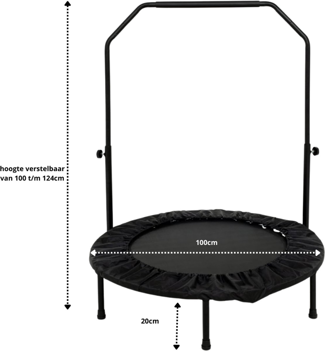 AJ-Sports Fitness trampoline PRO - Mini Trampoline - Inclusief grijpstang - Ø 100cm - Belastbaar tot 150 kg - Trampoline - Trampolines — afbeelding 5