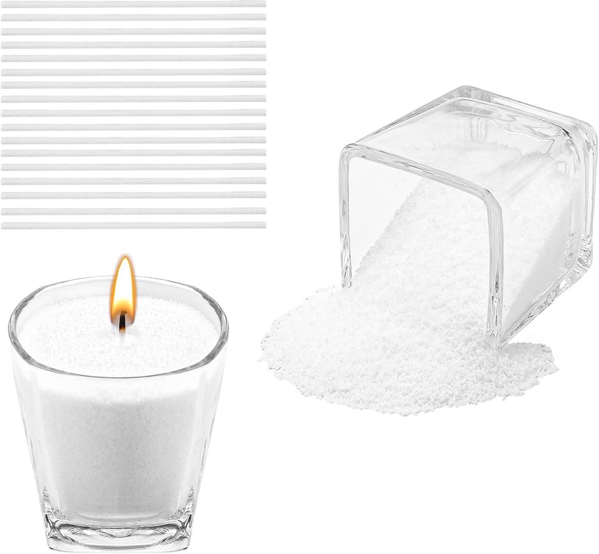 Imperatoris - Kaarsenzand - Kaarsen Zand - Burning Sand - Candle Sand - Herbruikbaar - Poederkaars - 500 g - 17 Lonten 6 cm - Wit