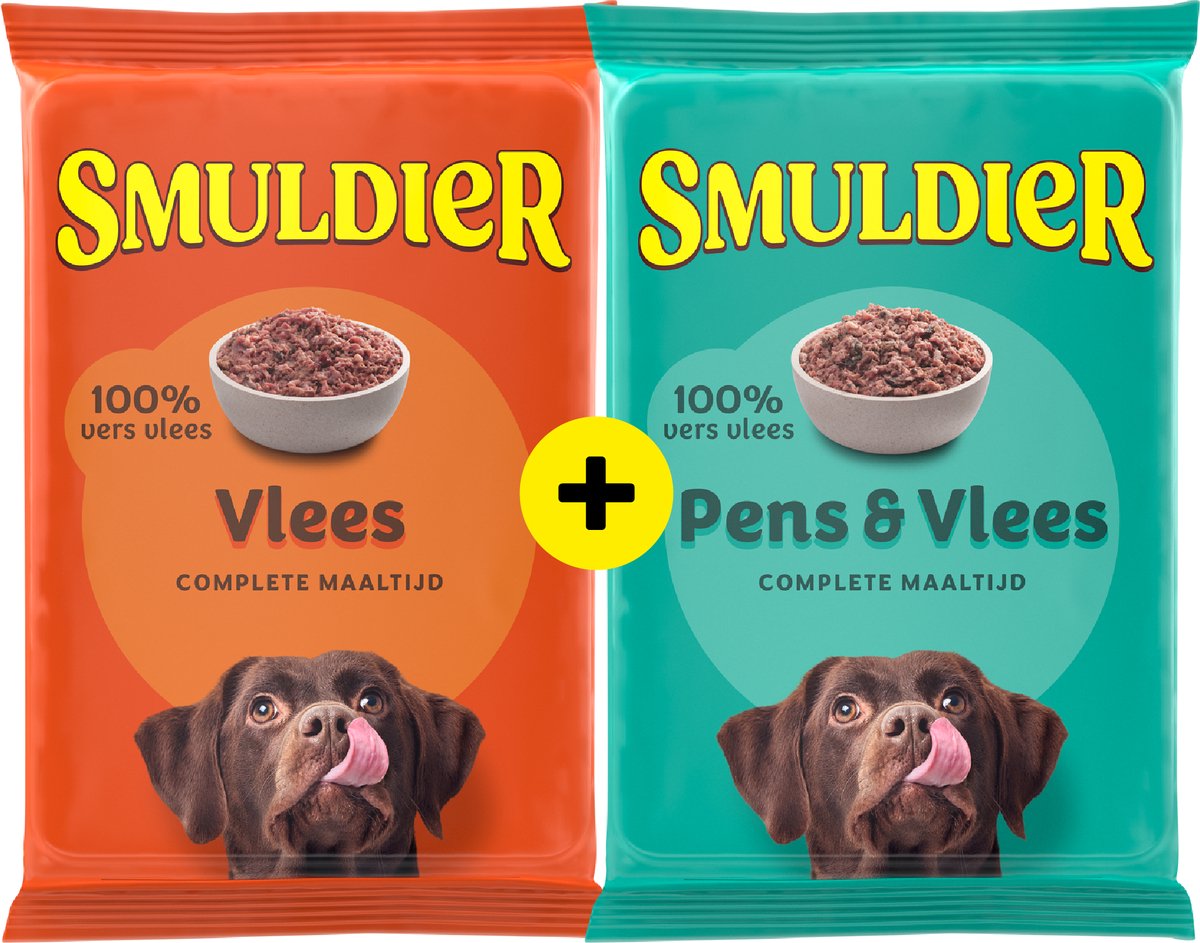 Smuldier Vlees 400g + Pens&Vlees 400g | 2x12 st. | compleet | diepvries hondenvoer | vers vlees