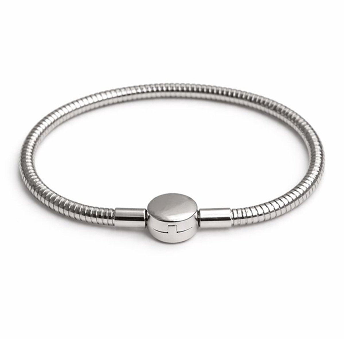 EmmyRovi – Stainless steel armband – 19 cm – ovaal slot – zilverkleur