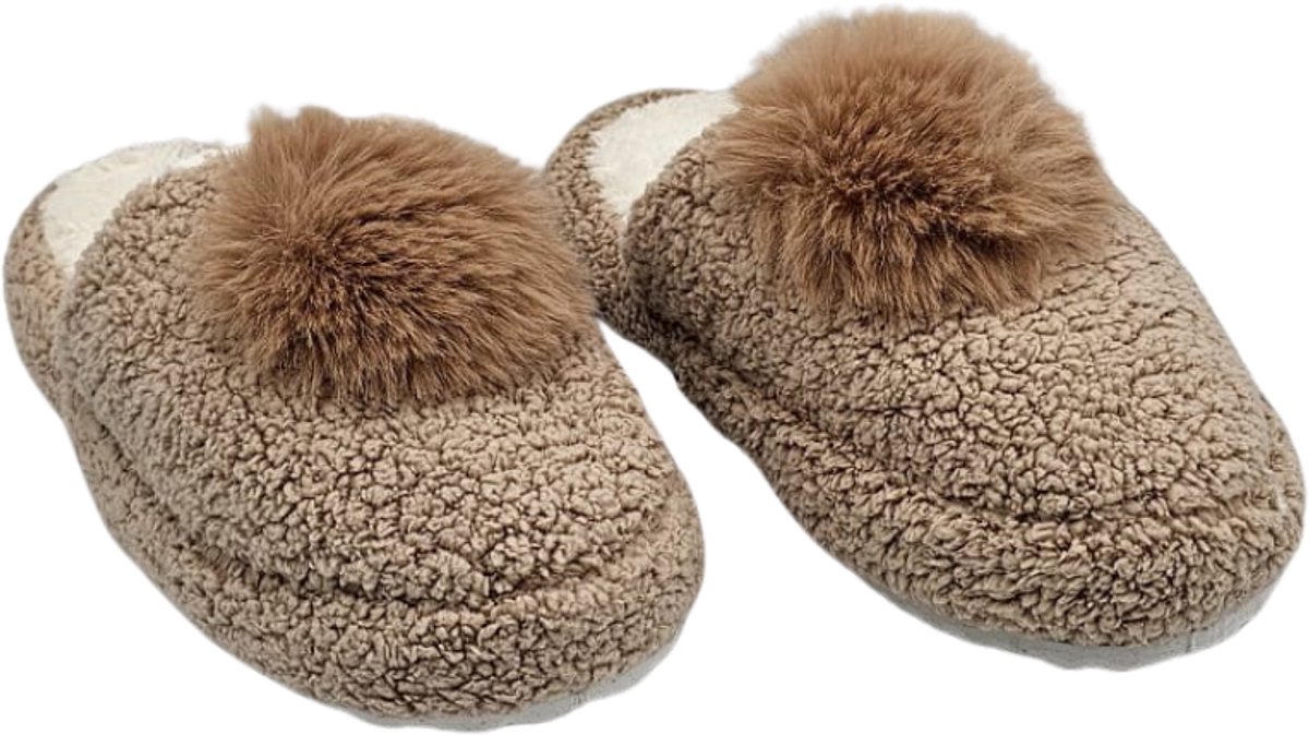 Berussa-Savista- Luxe Dames Pantoffels - Winter Warm - Zachte & Stille Zool - Antislip - Lichtgewicht Huisschoenen-Beige 36-41