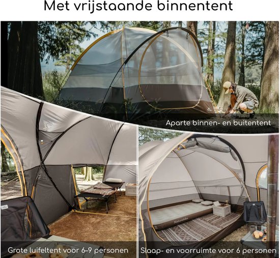 Naturehike KOTA 6 - 6 persoons tent - 75D 3000MM - Waterdicht - 4 seizoenen familietent - Kampeertent - Glamping tent - Hoge koepeltent - Outdoor van Naturehike — afbeelding 3