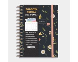 Hobbit - Docentenagenda 2026-2027 - 1 week op 2 pagina's - Lerarenagenda - Harde Kaft - A5 (21.5 x 15.5 cm) - Spiraal Agenda - Aquarel wilde bloemen