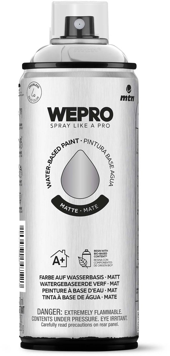 Spuitbus Zilver Mat MTN WEPRO WATER-BASED PAINT 400ML