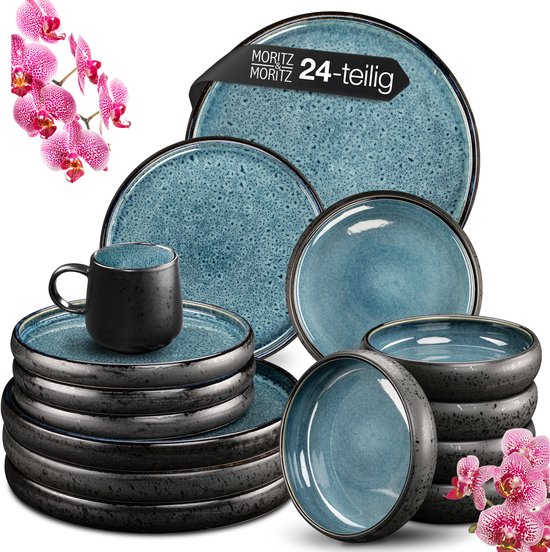 Service de table Moritz & Moritz SOLID 24 pièces pour 6 personnes bleu