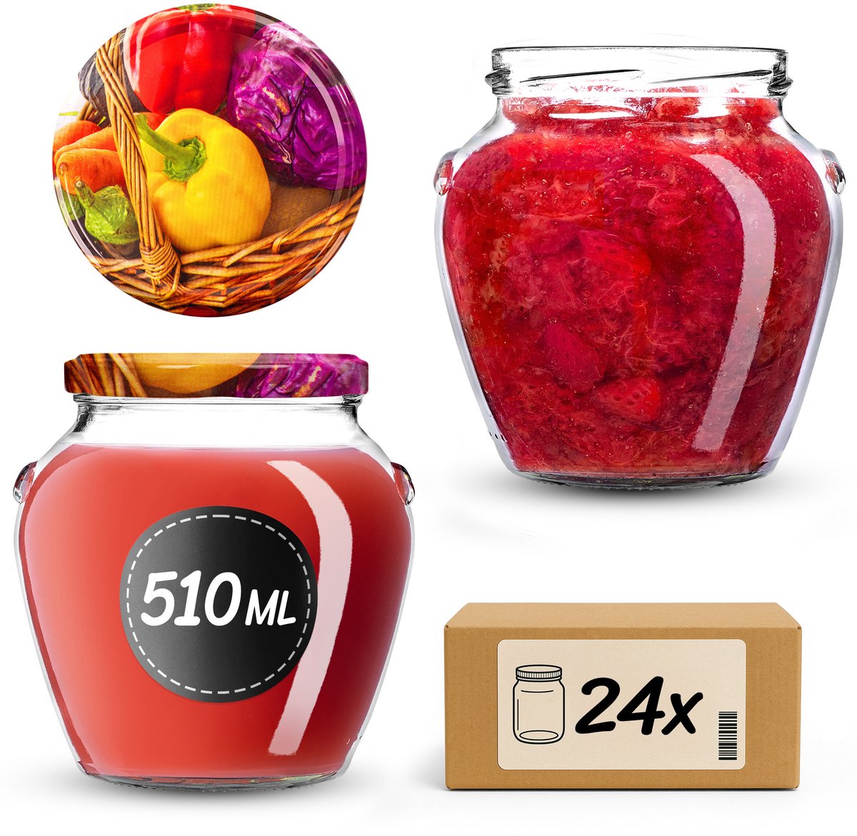 KADAX Inmaakpotten 510 ml fi82 Groente Mix 24 stuks