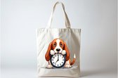Tote Bag It's Time o'Clock Basset Hound - Cute - Sarcastic - GoodVibes - Sarcasm - Funny - Gift - Cadeau - Sarcastisch - SarcastischeVibes - schattig - lief - feelgood - Hond - Dog