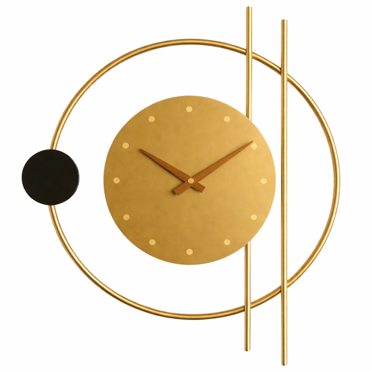 Luxaliving Wandklok – Moderne Gouden Klok -Wandklok Goud Metaal zonder cijfers - Rond 40 cm