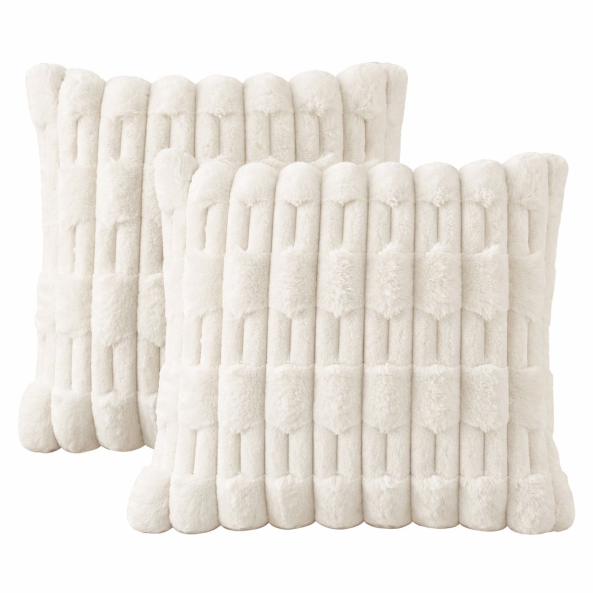 Luxaliving Teddy Bouclé Sierkussens Set van 2 – Wit – 45x45 cm – Zachte Fluffy Pluche Kussens voor Bank & Woonkamer