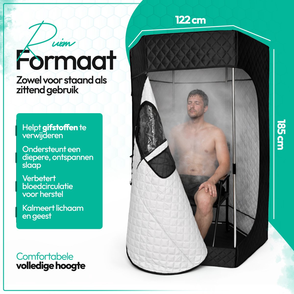 Vazquez Recovery Pro - 1500W Portable Stoomsauna met 5-laags isolatie thumbnail 4