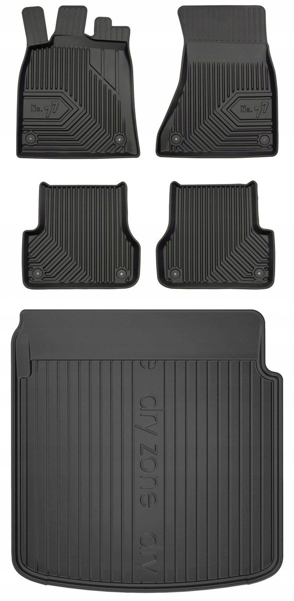 Frogum Voordeelset - Automatenset No.77 + Dry Zone Kofferbakmat - Geschikt voor Audi A7 C7 Sportback (2010-2018) - Perfecte Pasvorm - TPE Rubber - Geurloos - Zwart