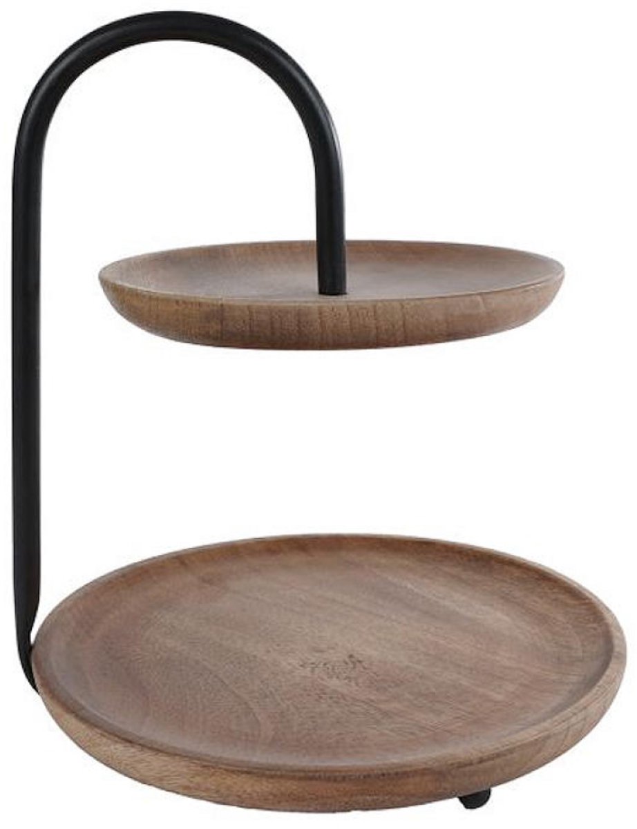Etagere George naturel/zwart mango/metaal 21x22x25cm