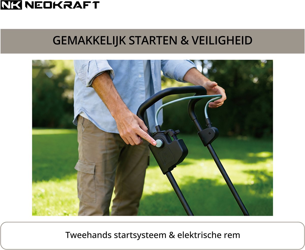 NeoKraft - Elektrische Grasmaaier - 1300W - 33 cm Maaibreedte - Incl 30L Opvangbak - 6 Maaihoogtes – foto 6
