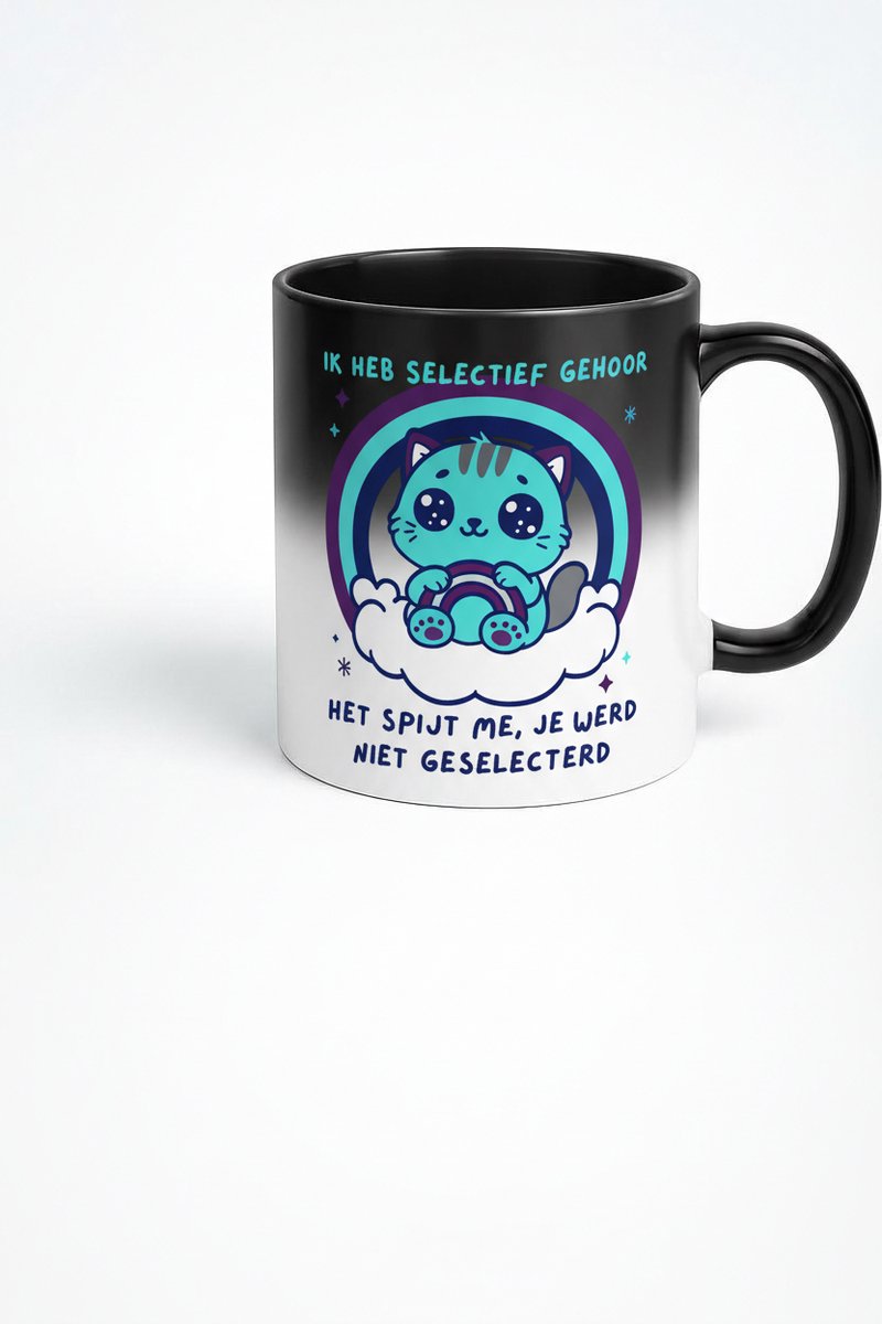 Ik Heb Selectief Gehoor Magic Mug - Magische Koffiemok met Kat