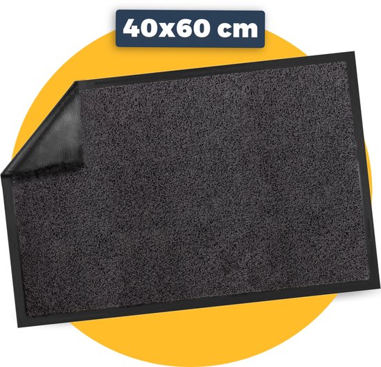 Paillasson d'intérieur Pasper Doormat - 40 x 60 cm - Anthracite - 100% matériaux recyclés - Fabriqué en België - Lavable - paillassons