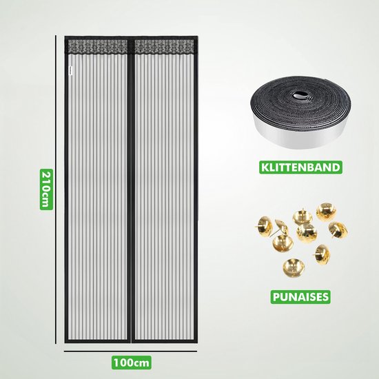 Travelhawk Vliegengordijn Magnetisch - Luxe Deurhor - 210 x 100 - Vliegen Gordijn - Horgordijn van Merkloos — afbeelding 2
