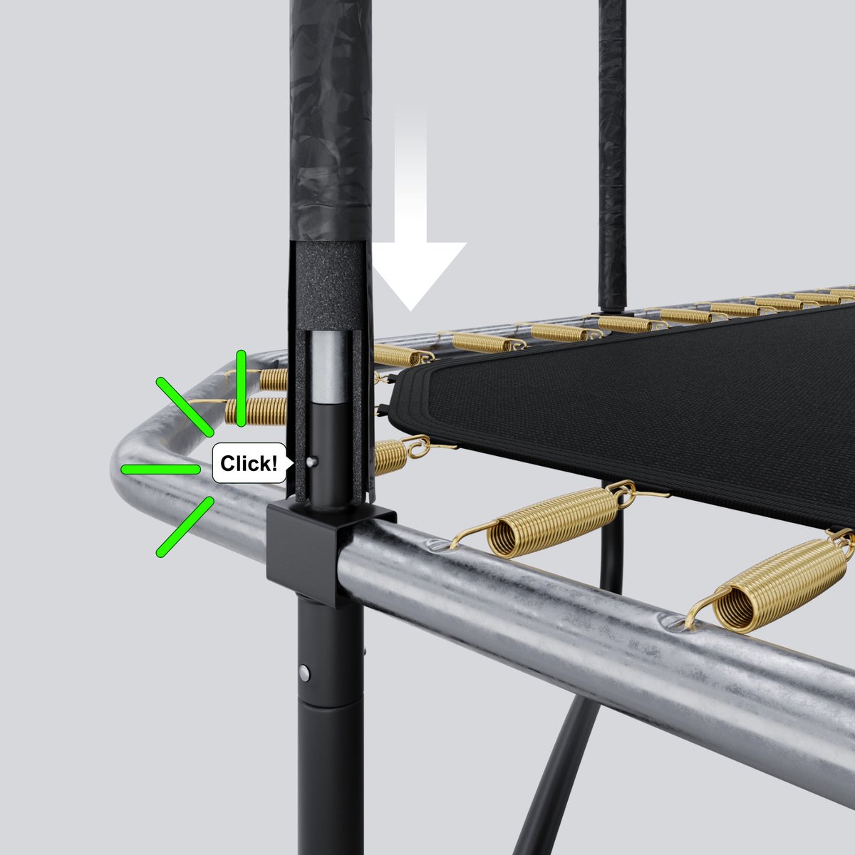 ZIPRO® JumpPro Quadro 8x12FT - Tuintrampoline - 366x244 cm - Met ladder - Max. belasting 150 kg - Dubbele sluiting - Veerbeveiliging - CROSS-SECTION-systeem - Zwart — afbeelding 11