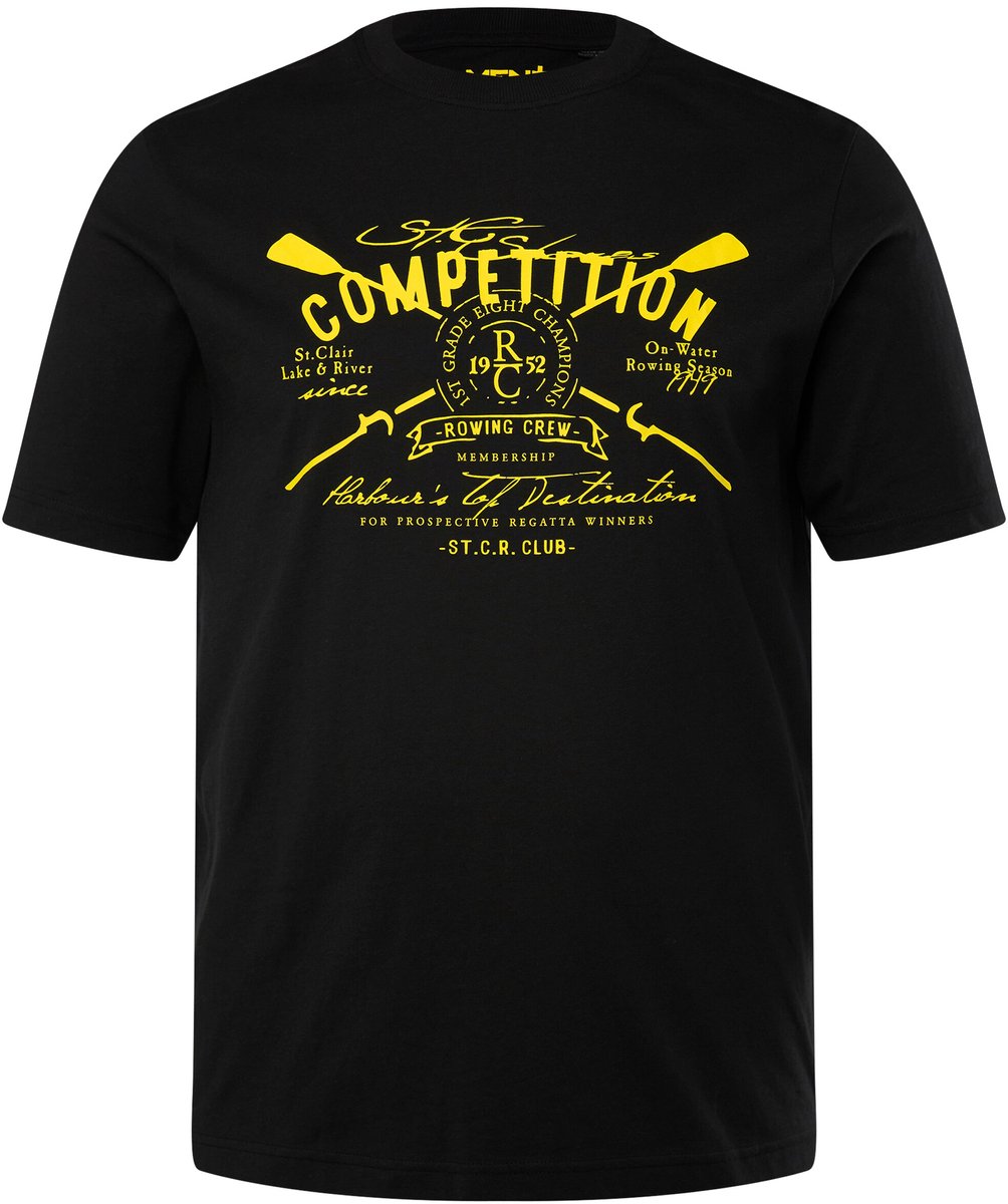 Men Plus - Heren - T-shirt korte mouwen Competition print - Zwart - Maat 52+