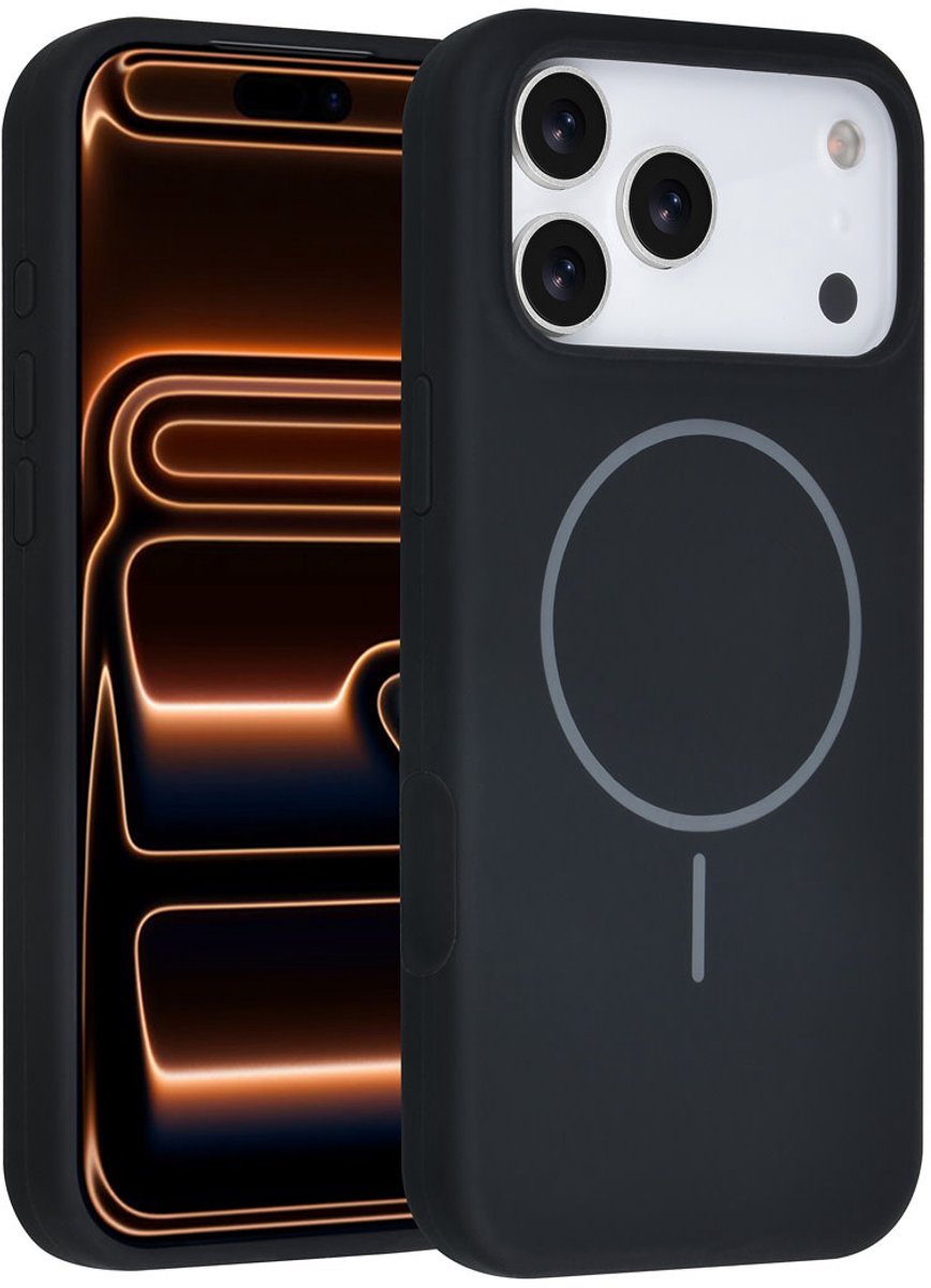 TUNIQ telefoonhoesje voor Apple iPhone 17 Pro Max - MagSafe siliconen backcover - Zwart