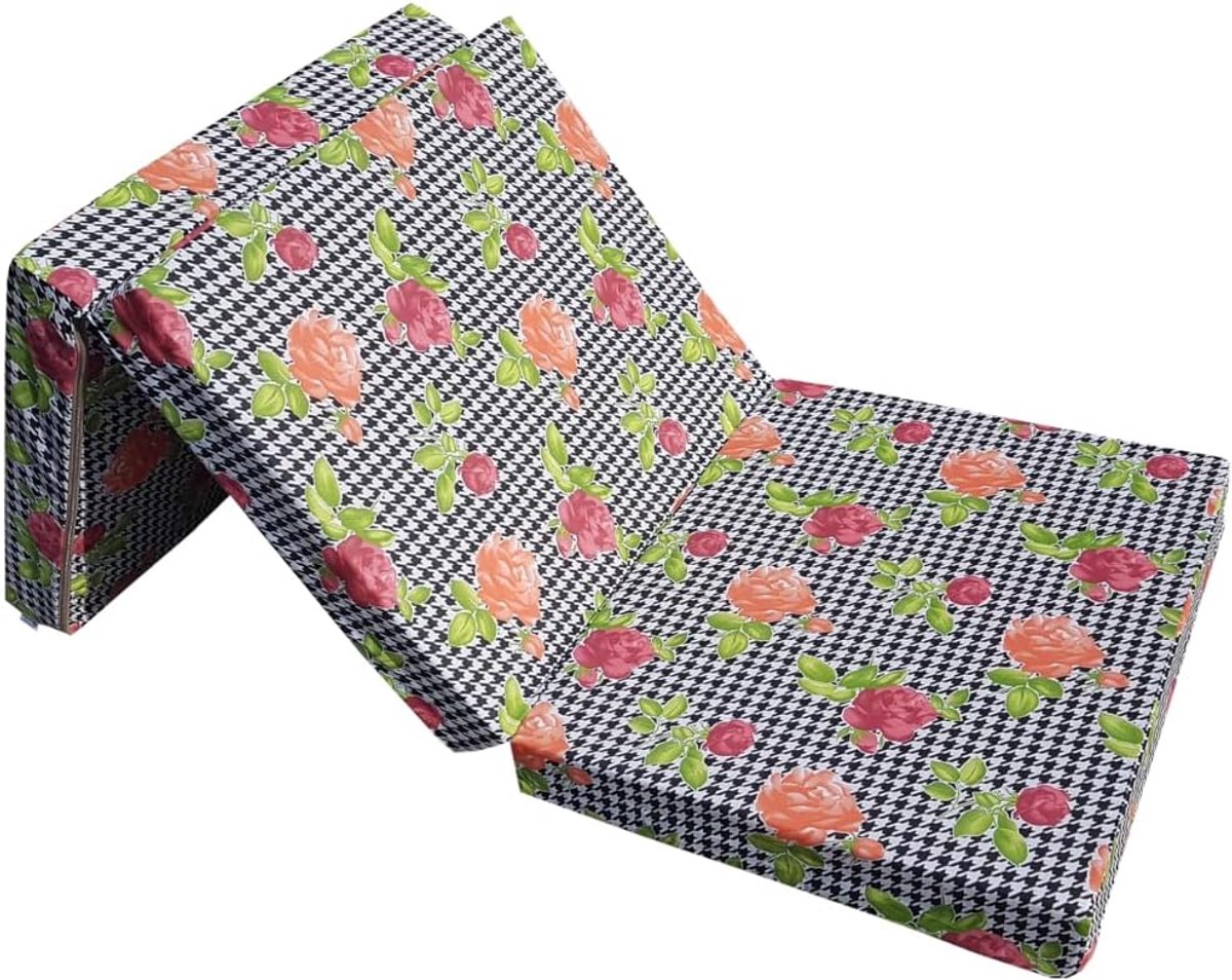Vouwmatras 198x80x10 cm – Opvouwbaar Gastenmatras met Afneembare Katoenen Hoes – 3-Delig Logeermatras voor Logees, Camping & Camper – Pauwhome