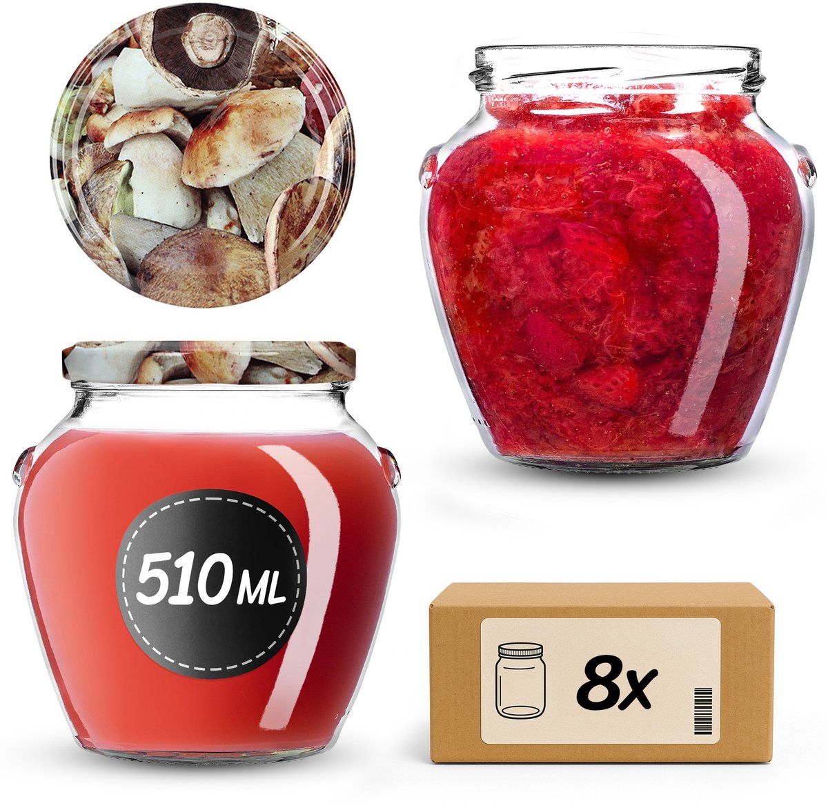KADAX Amphora Jar fi82 510ml + deksel wz24 Paddenstoelen